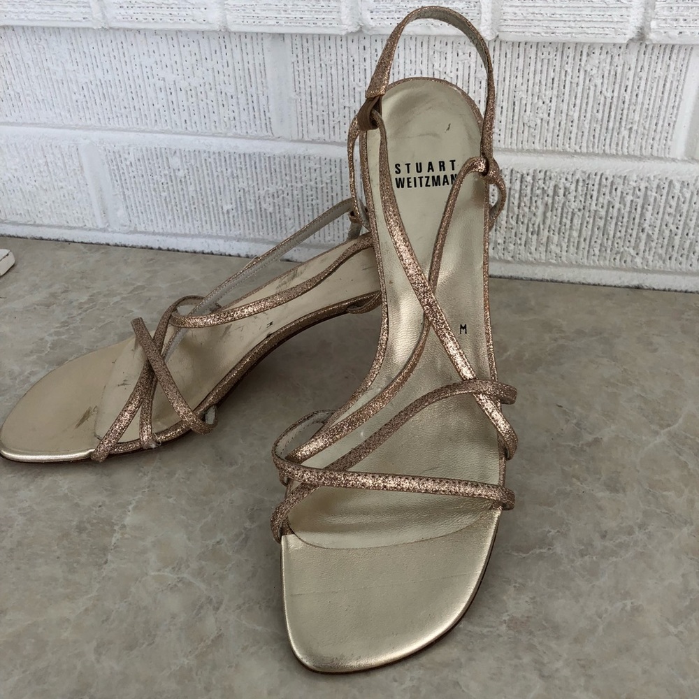 Stuart Weitzman Classic Strappy Glitter Heels